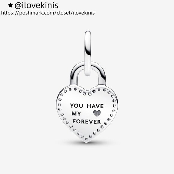 Pandora Two-tone Twistable Heart Padlock Double Dangle Charm - Picture 2 of 6